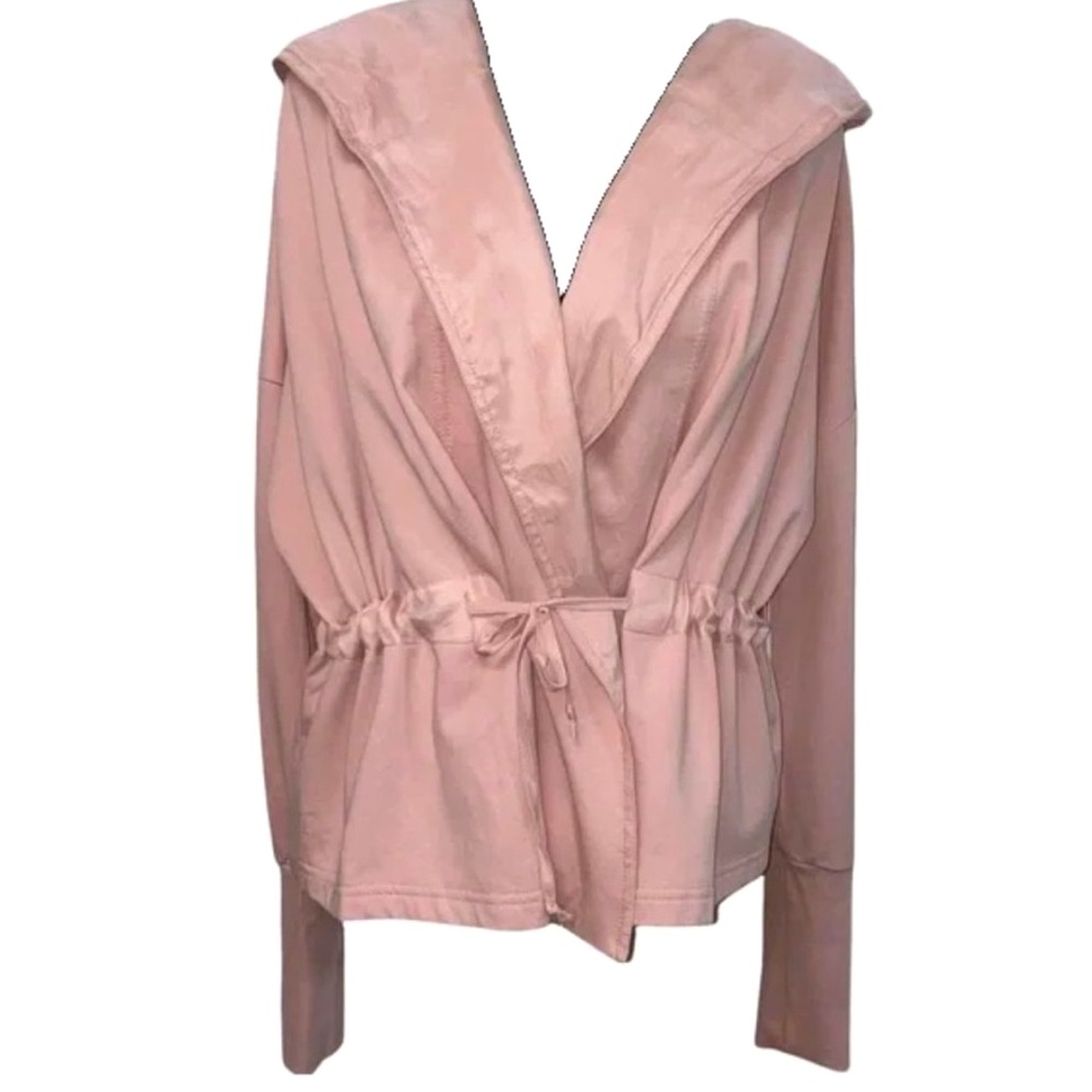 Young Fabulous & Broke Dusty Pink‎ Hooded Fleece Wrap Sweatshirt Jacket